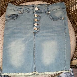 Blue notes white waisted jean skirt